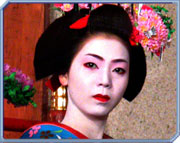 Geisha dances, closeup